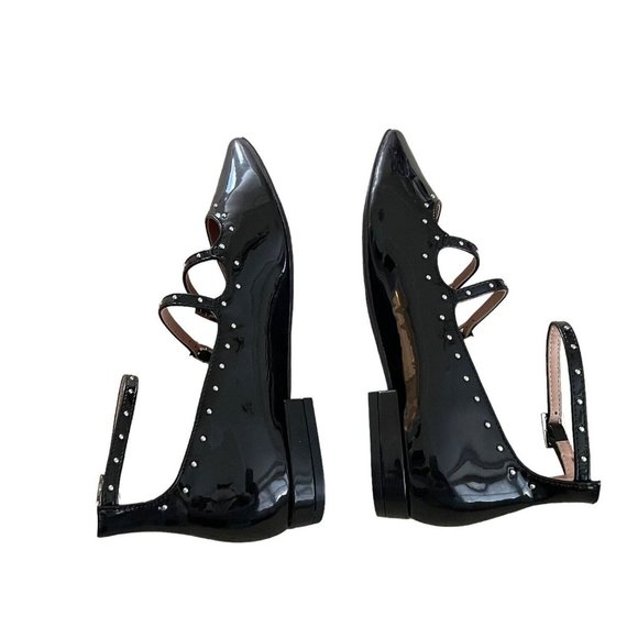 Mariamare Studded Strappy Flats Black 7 Patent Buckle - Picture 8 of 9